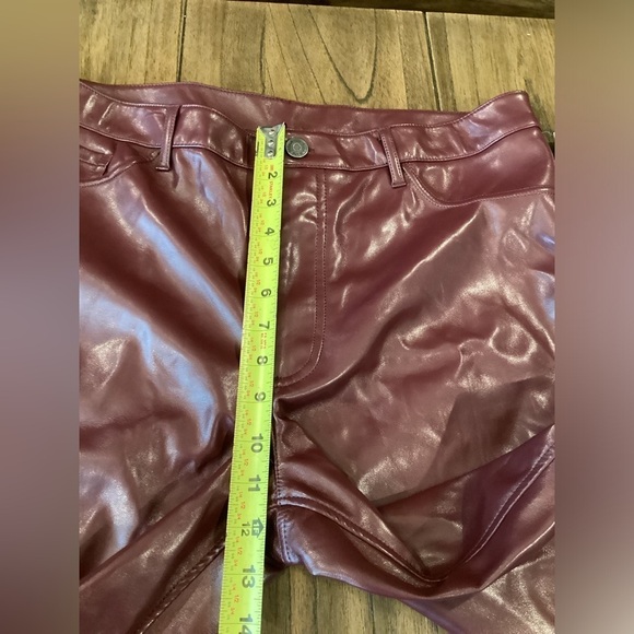 Joie Limited Edition faux leather high rise straight leg Pants 14 burgandy new - Picture 6 of 7
